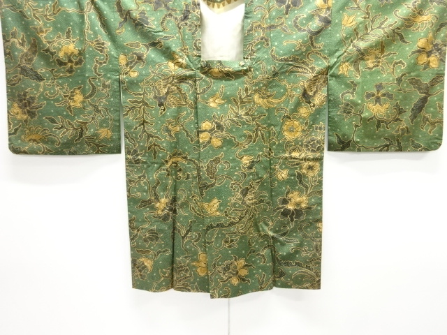 JAPANESE KIMONO / ANTIQUE TAISHO ROMANTIC JAVA-STYLE KIMONO FOR SUMMER
